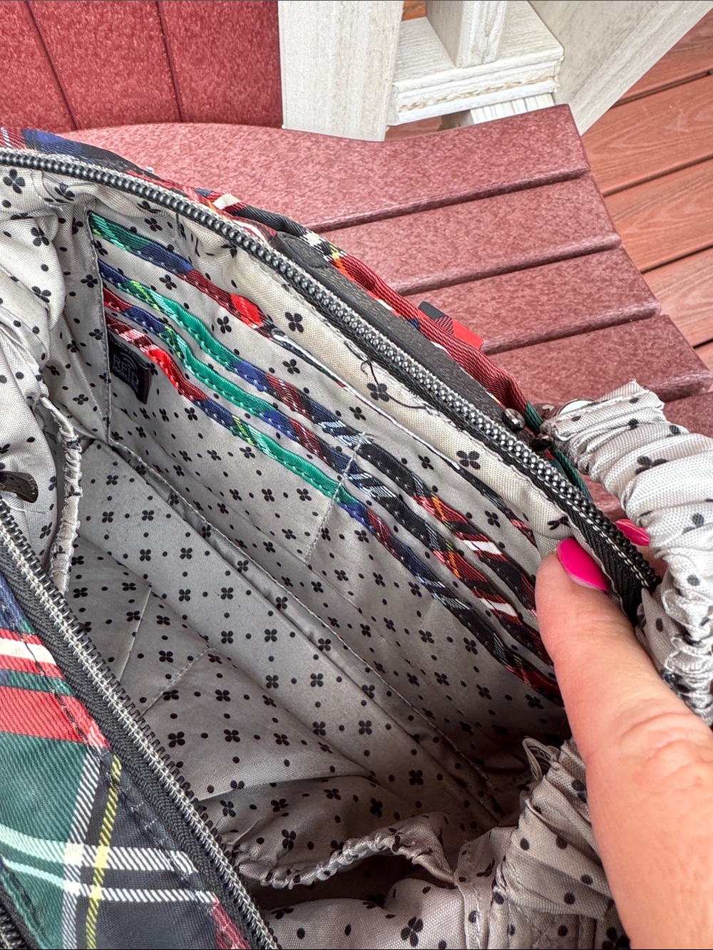 lug Red and Green Plaid Crossbody Shoulder Bag - Picture 4 of 5